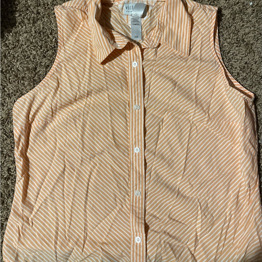 Liz Claiborne Women's Peach Striped Sleeveless Shirt